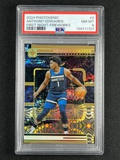 1/5 JSY# 1/1 2024-25 Photogenic Anthony Edwards #2 Fireworks First Night PSA 8