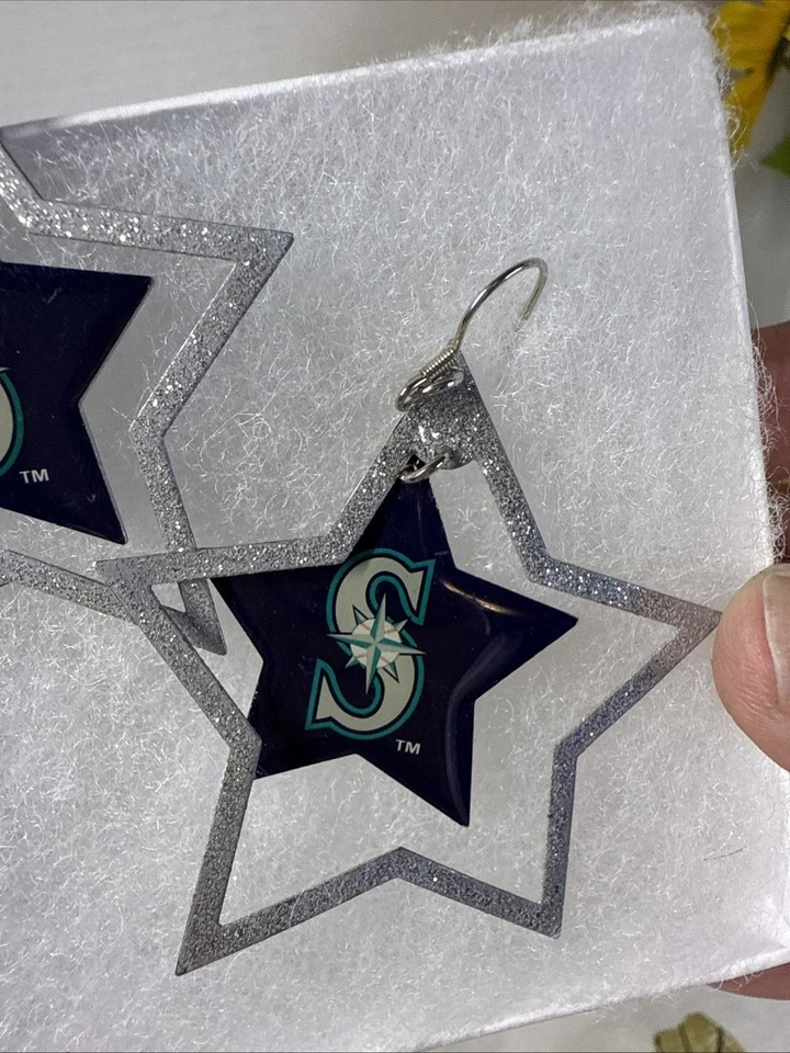 MLB Seattle Mariners baseball sports dangle Star Shaped earrings. - Image 2 of 4