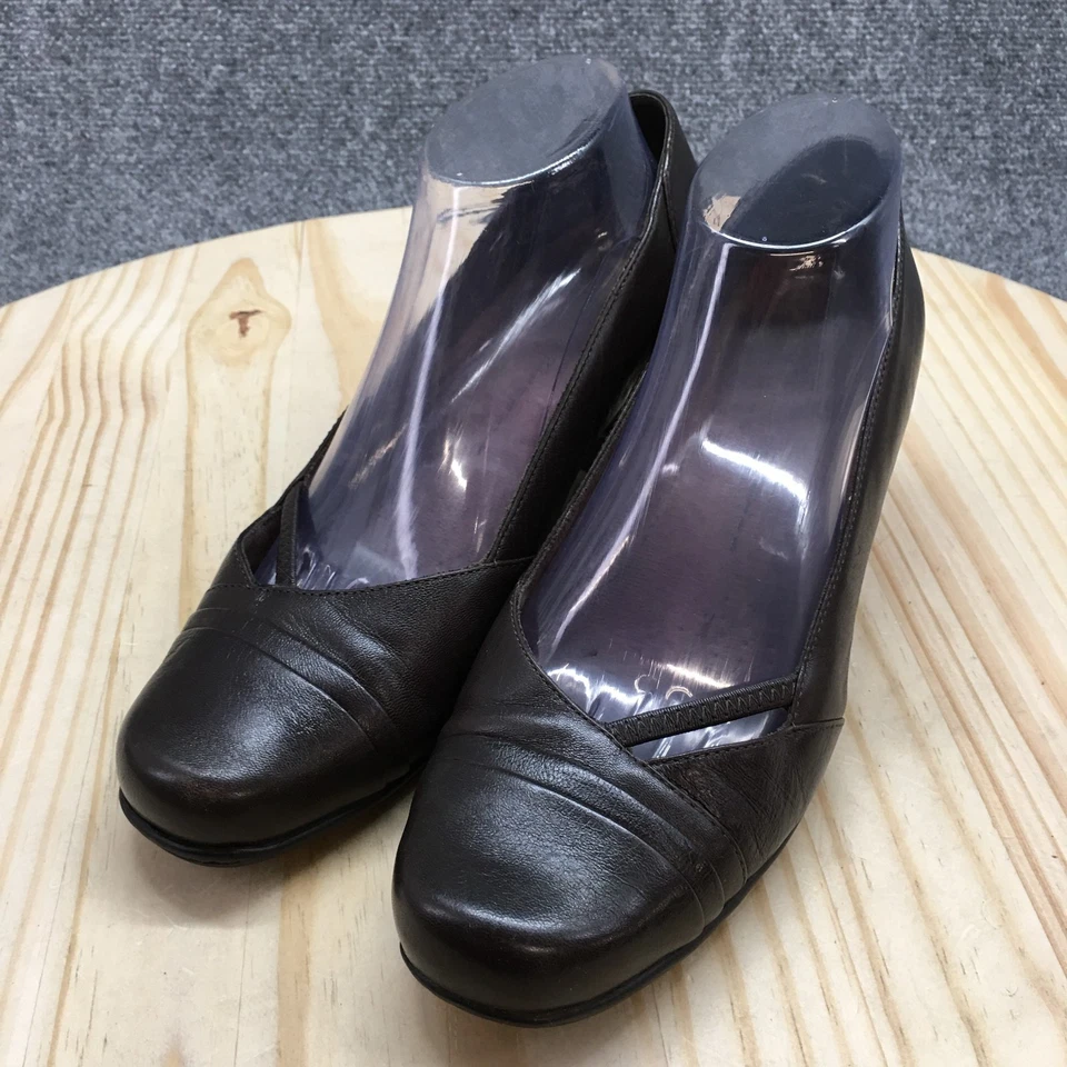 Clarks Heels Feminino 9 M Sugar Sky Pump Couro Marrom Casual Comfort Block 84977 - Imagem 3 de 4