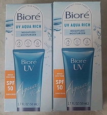 2 Tubes Biore UV Aqua Rich Daily Hydrating Facial Moisturizer with SPF 50 8/26