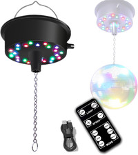 Mirrors Ball Motor Remote 5-10 RPM Adjustable Spinner 23 RGBW LED Rotator Multi