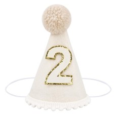 2nd Birthday Hat for Toddler, Decorations, Crown, Party Supplies with 2 Banners