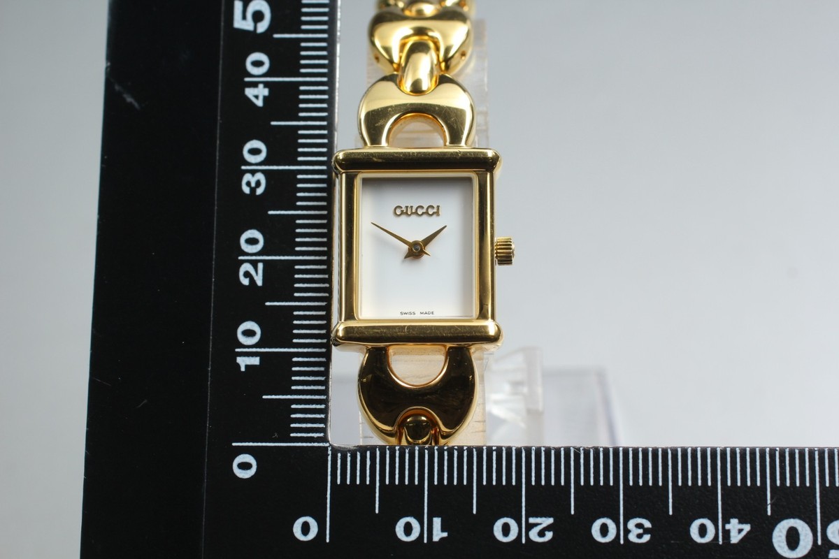 NEAR MINT w/Box] GUCCI 1800L Change Belt Gold White Dial Quartz