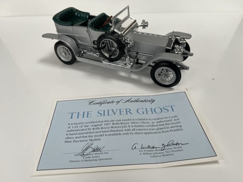 Franklin Mint 1:24 Scale 1907 Rolls Royce Silver Ghost + Full Docs & COA. Boxed