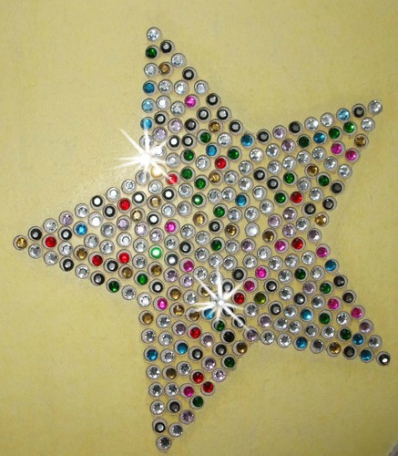 4INCH STAR IRON-ON HOTFIX RHINESTONE CRYSTAL BEAD STONE T-SHIRT TRANSFER PATCH - Picture 8 of 10