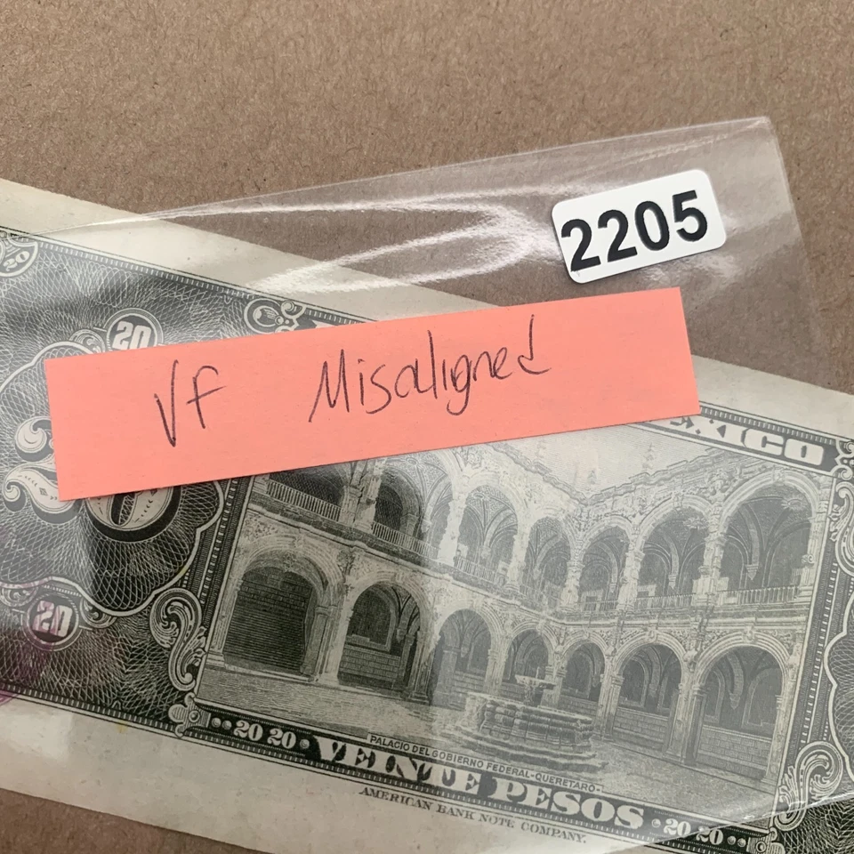 20 Pesos Mexicanos 1961 Desalineados Banco de México Moneda Dinero Americano BC Foto 3 de 3