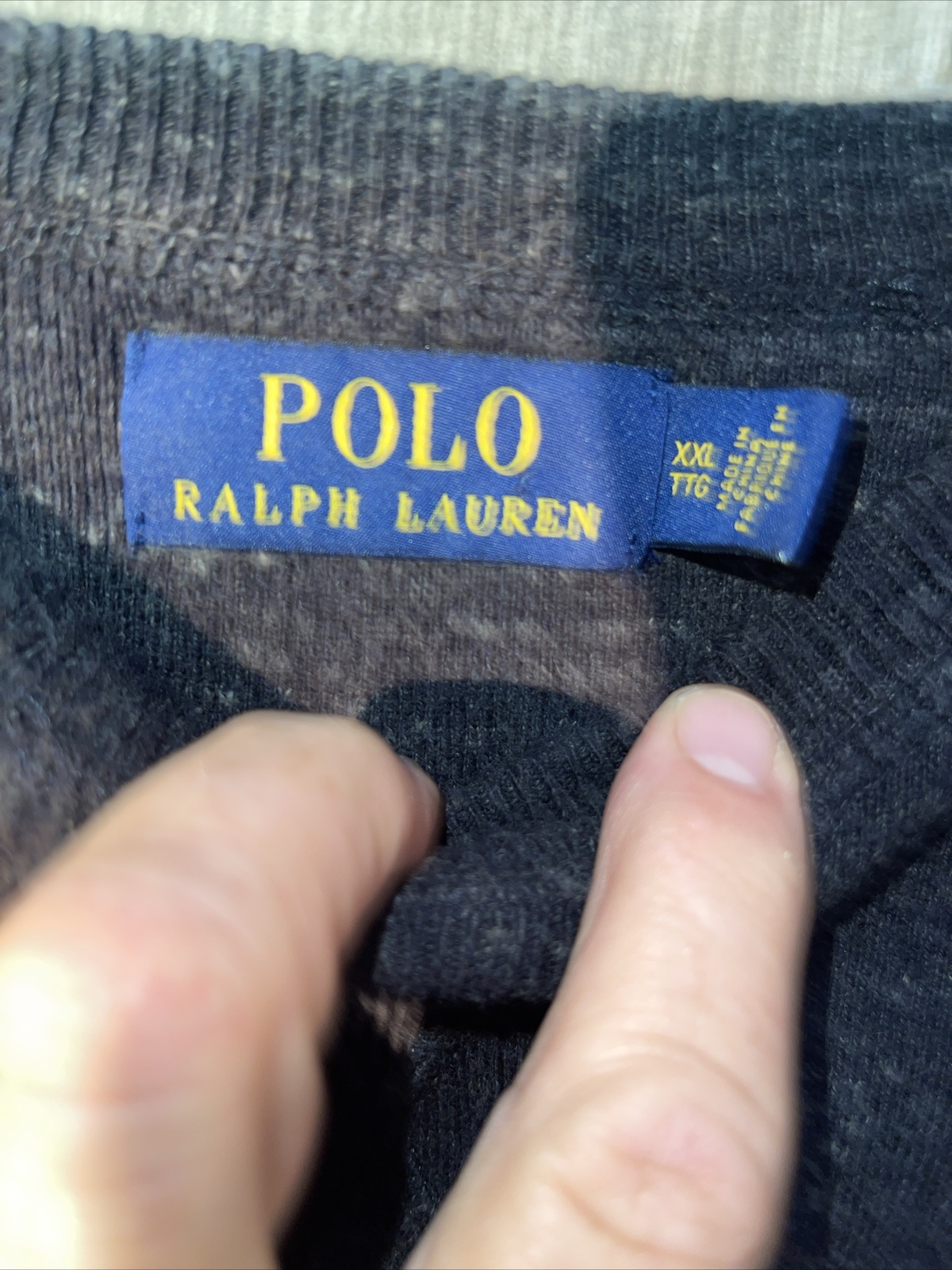 Maglione Ralph Lauren XXL TTG grigio antracite pony uomo collo a equipaggio