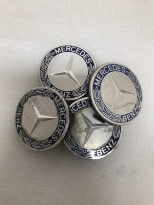 Set of 4 Mercedes 75MM Classic Dark Blue Wheel Center Hub Caps 023ee202 ...