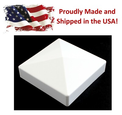 True 5x5 (127mm x 127mm) Plastic Pyramid Vinyl Fence Post Cap White 8,16, 24 pk