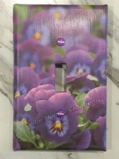 'New!' LARGER SIZE! Purple Pansies - Light Switch Cover - Single Toggle 