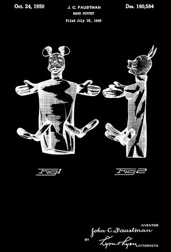 1950 - Hand Puppet - J. C. Faustman - Patent Art Poster - Picture 2 of 3