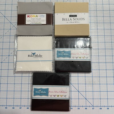 Kona Cotton, Bella Solids, Riley Blake Fat Quarter Quilting Bundle Neutral Color