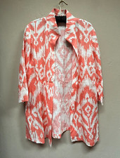 Chico's Ikat Linen Jacket Size 2 Sunrise Orange 3/4 Sleeve Lightweight New 139