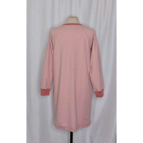 GARNET HILL Daydream Sweatshirt Gown Dress Pink White Stripe Sleep Dress Medium - Picture 8 of 13