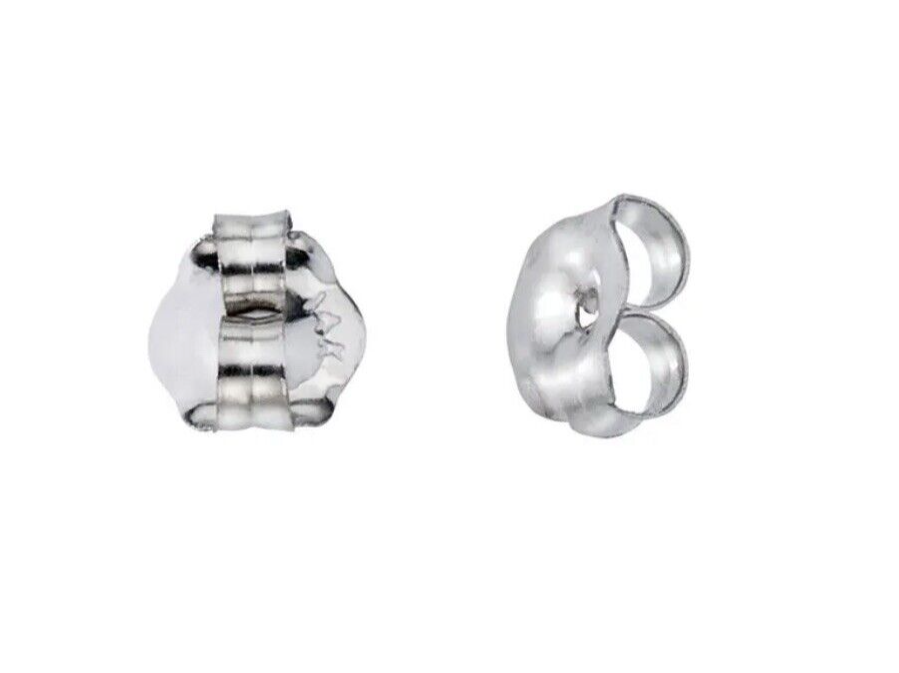 14k White Gold Stud Earring Butterfly Backs 1 PAIR Highly Polished Great Backs
