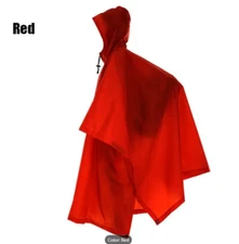 New Hooded Raincoat Backpack Cover Poncho Red Unisex One Size Dry & Protected