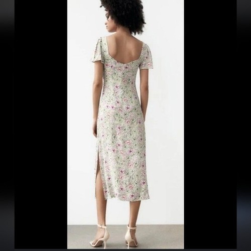 Zara Maxikleid Damen M Blumen Seitenschlitz Boho Lagenlook Fee Freizeit Romantisch - Bild 6 von 12