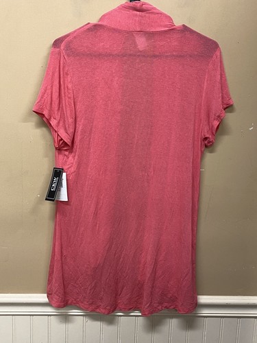 Crew Knit Wear Pink Light Weight Open Front Cardigan Size L NWT - Picture 2 of 5