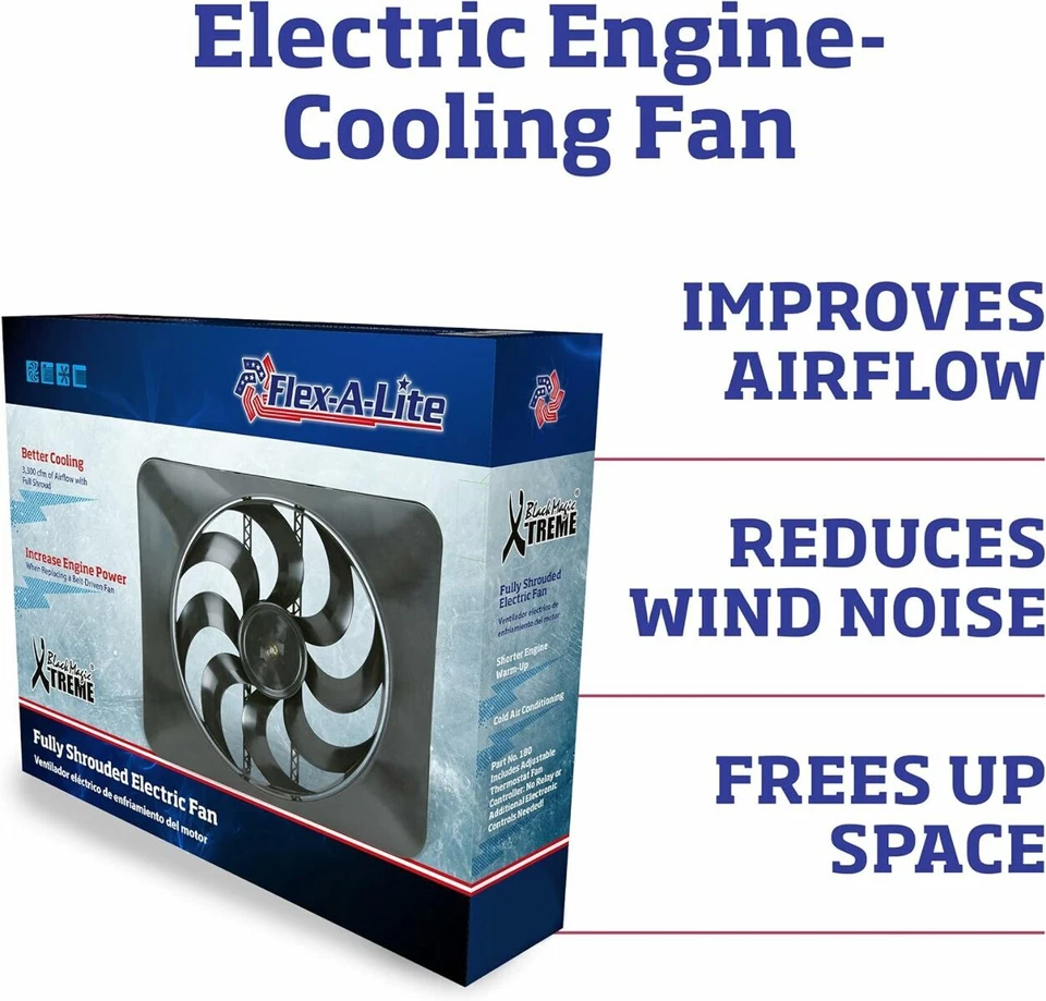 Ventilador eléctrico Flex-a-lite 15" 104349 (183) Black Magic Xtreme para 03-08 Dodge Ram Foto 3 de 3