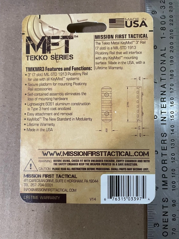 Riel de metal MFT 3" Foto 2 de 2