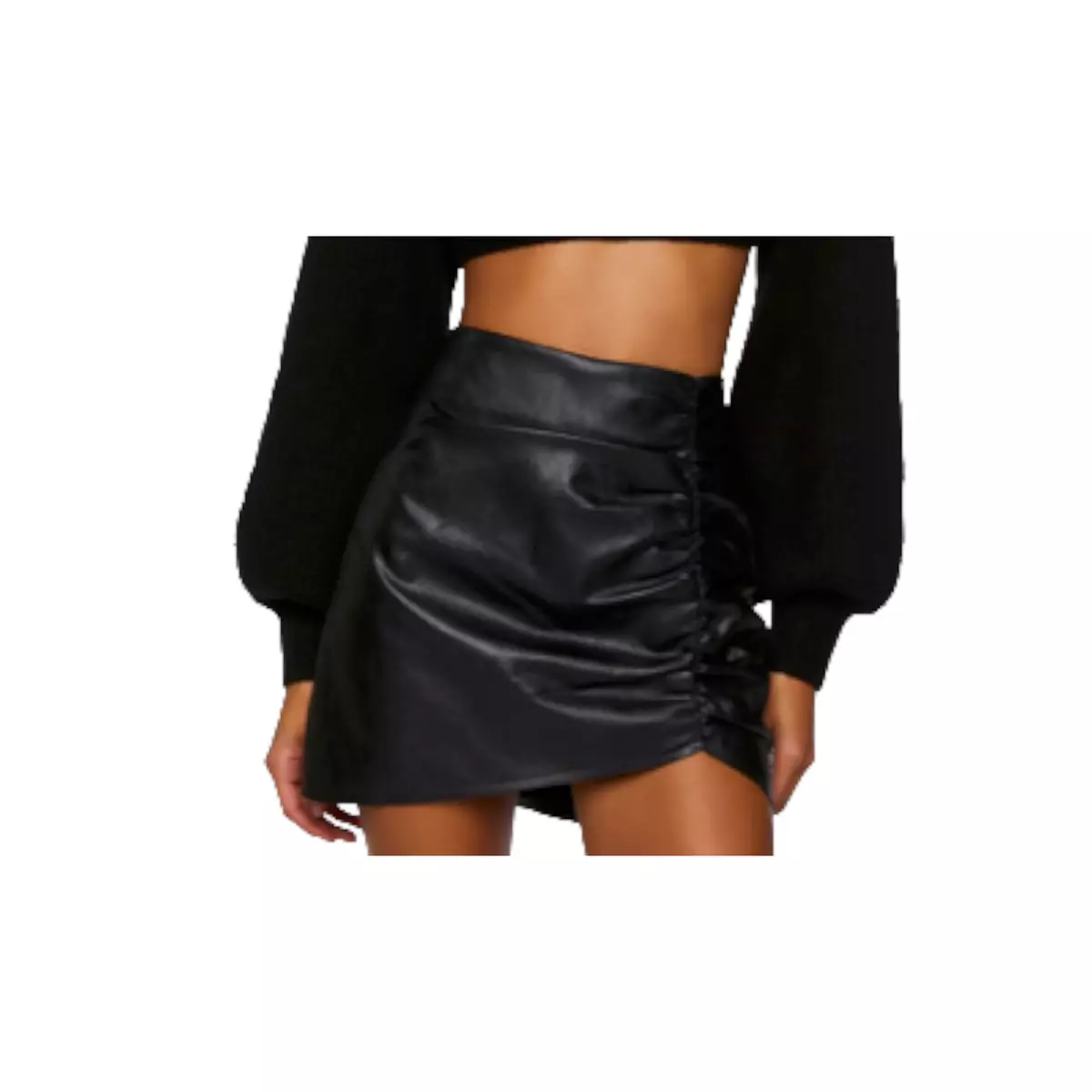 Black faux leather mini skirt forever 21 top