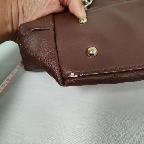 Womens Tote Purse Medium Brown Quilted Leather by Charming Charlie - Picture 20 of 22