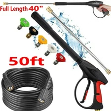 4000PSI High Pressure Car Power Washer Gun Spray Wand Lance Nozzle and 50ft Hose