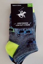 Beverly Hills Polo Club Kids Fashion Low Cut 3 Pairs Socks Shoe Size 1-7