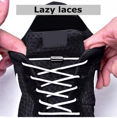 1Pair Shoelaces Elastic Screw Locking Shoe String No Tie ORANGE Dot WHITE - Picture 3 of 4