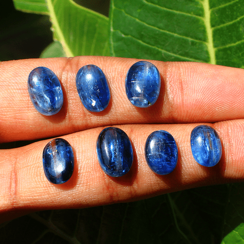 7 Pcs Natural Blue Kyanite Top Quality 10.5mm-12.6mm Oval Cabochon Gemstones Lot - Picture 12 of 15