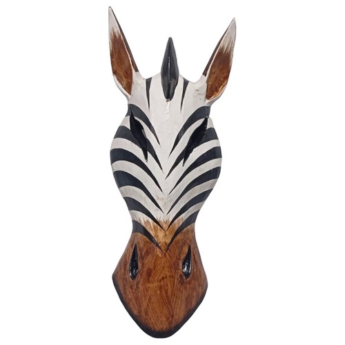 Conjunto mixto de 5 cabezas de caballos arte de pared decoración sostener máscara de madera safari 10 pulgadas - Imagen 11 de 12