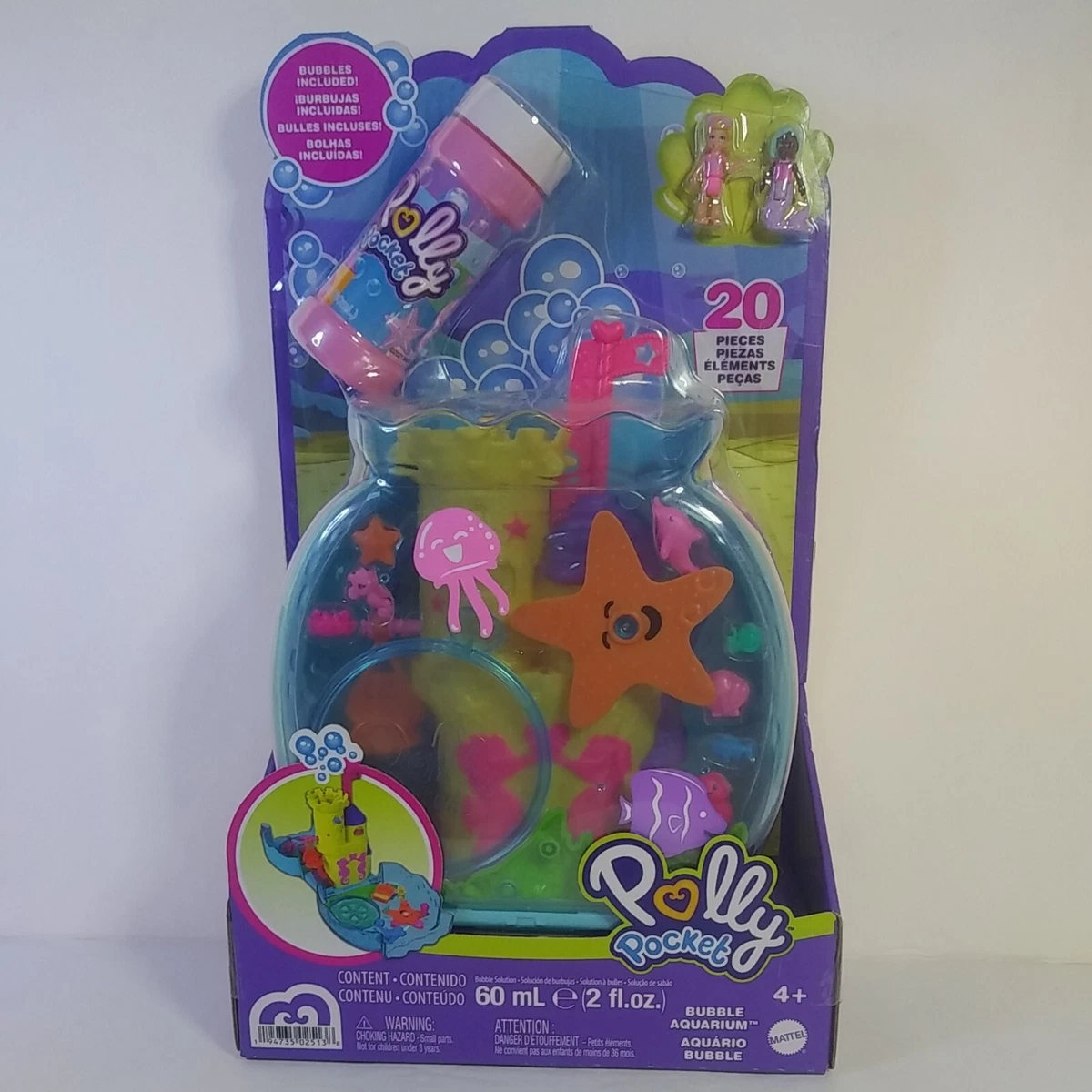 New Polly Pocket Bubble Aquarium with Underwater Theme mermaid playset