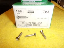 Auveco #6 x 3/4" Chrome Phillips Oval Head Tapping Screw 1794 (100)
