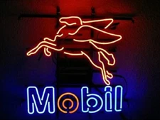 Mobil Gasoline Neon Sign For Gas Station Motor Store Garage Wall Decor 19x15