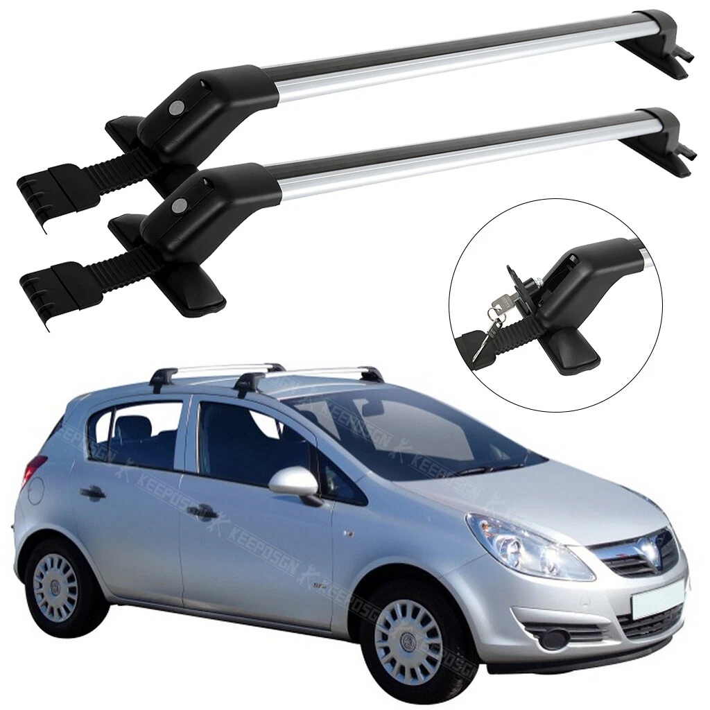 For Vauxhall Opel Corsa D E 5 Door Roof Rack Aluminum Luggage Cross Bar w LOCK