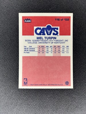 octavo 87/3, 87/4, 88.5 セット 1986-87 Fleer #116 Melvin Turpin Cleveland Cavaliers #116 (C