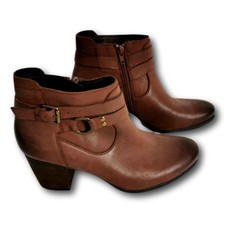 Josef Seibel Ankle Boots Womans Size 9 M Brown Leather Buckles Side Zip New