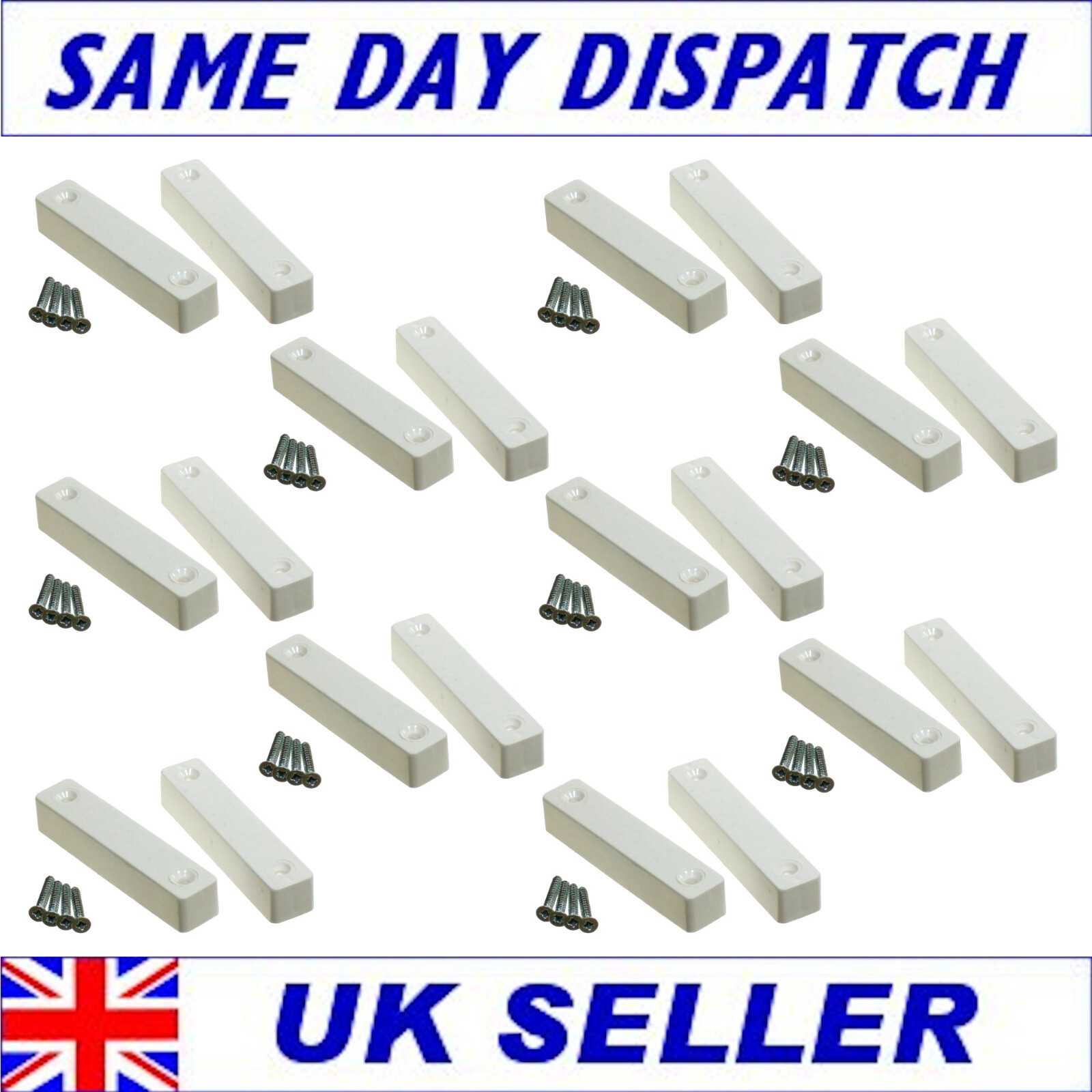10 Burglar Alarm Door Contacts White Surface Honeywell AC034 Equivalent