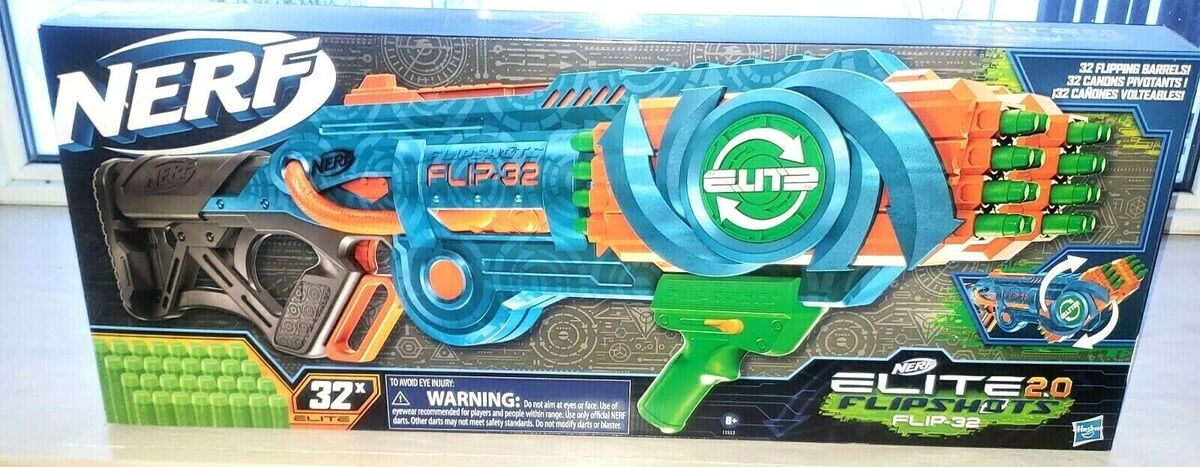 Nerf Elite 2.0 Flipshots Flip-32 Blaster, 32 Dart Barrels Flip to Double  Your Firepower, 32-Dart Capacity, 32 Nerf Darts - Nerf