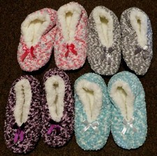 Slipper Socks Size 5 1/2 - 10 1/2 Ladies Fuzzy  Warm Pick Purple-Teal-Pink-Gray