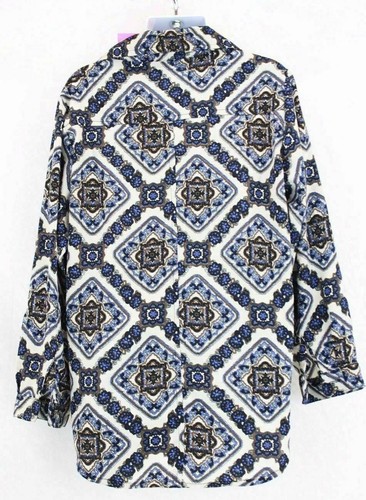 Style House Girls Button Up Top Blue & Ivory Long Sleeve Size Medium Casual - Picture 3 of 7