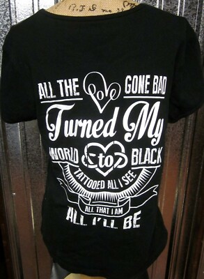 PEARL JAM juniors 2XL concert tee Eddie Vedder lyrics Black