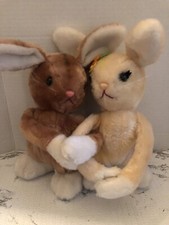 Vintage Dakin Cream and White Plush Bunny Set