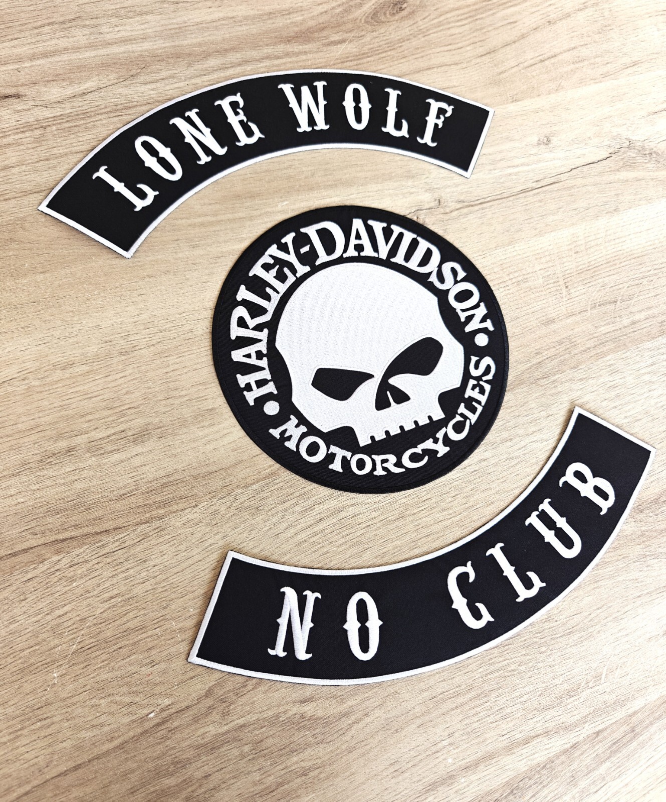 Patch Harley Davidson Lone Wolf broderie premium XXL 34cm écusson haute densité pour cuir