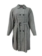 Marina Rinaldi Women's Black Tattile Belted Trench Coat NWT