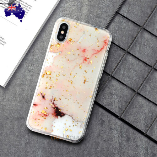 iPhone XS Max XR Case Shockproof Tough Marble Glitter TPU Soft Cover for Apple - Picture 1 of 11