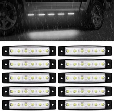 10pcs White 3.8" Waterproof 6 LED Side Marker Clearance Lights for Truck Trailer