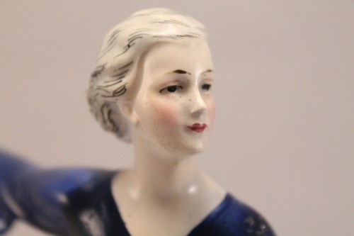 ART DECO KATZHUTTE LADY IN BLUE DRESS FIGURINE GERMAN HERTWIG 1930's - Picture 7 of 10