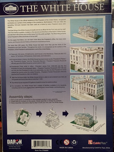 Daron 64 Piece 11" 3D Puzzle Model Kit - The White House - Picture 2 of 2
