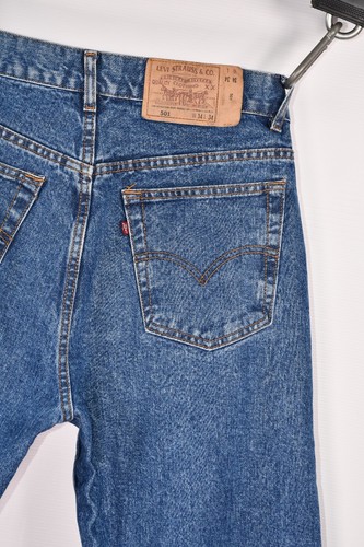 Vintage 80s Levi's 501 Denim Blue Jeans Made in USA 34x34 - Picture 7 of 11